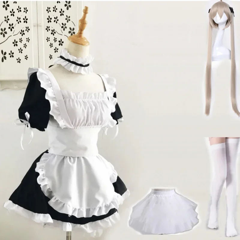 Anime yosuga no sora Kasugano Sora slúžka Outfit Cosplay kostýmy Ženy sexy zástera šaty meidofuku lolita y