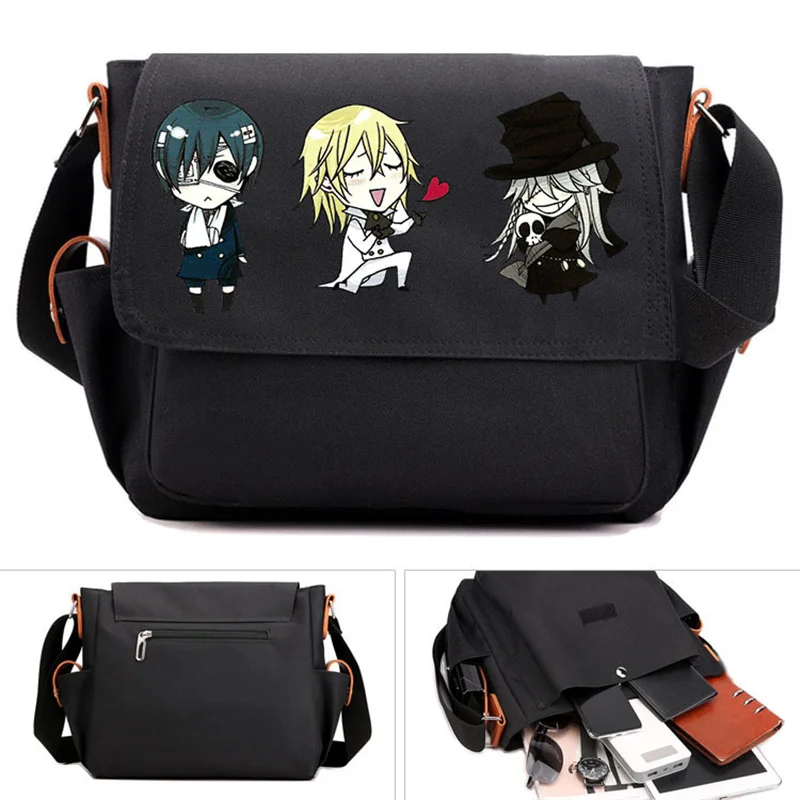 Anime čierne maslo tlačené ramenné tašky satchelbag teenarges Schoolbag pán
