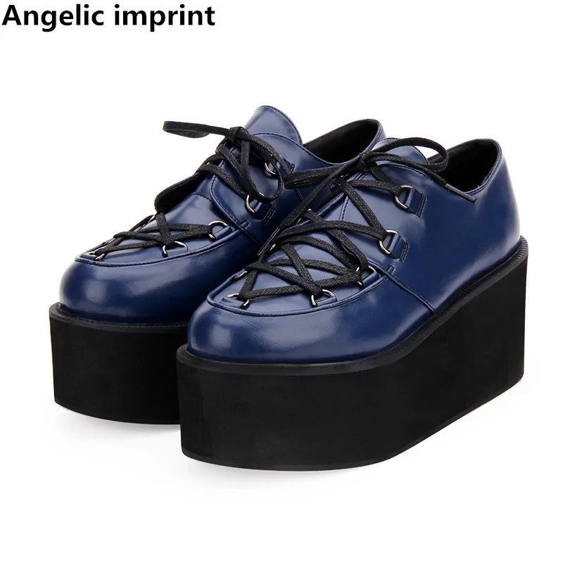 Anjelská odtlačok žena Mori dievča lolita cosplay punk topánky dámy vysoké podpätky pumps dámske dresy dresy topánky šnurované 938 47