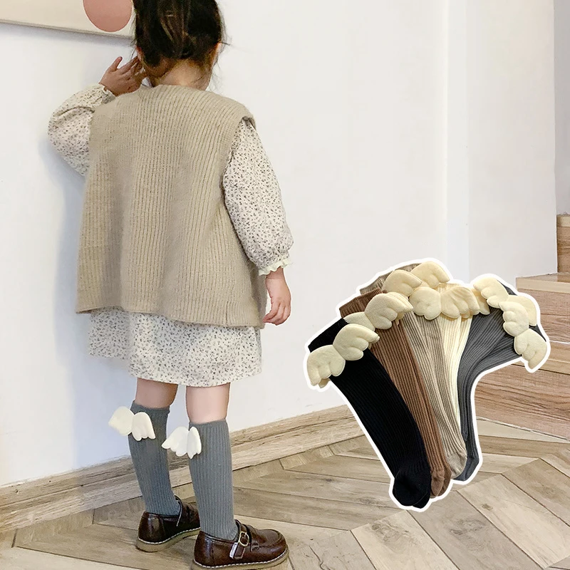 Anjelské krídlo deti dlhé pančuchy princezná dieťa jeseň zima teplé pletené pletené ponožky