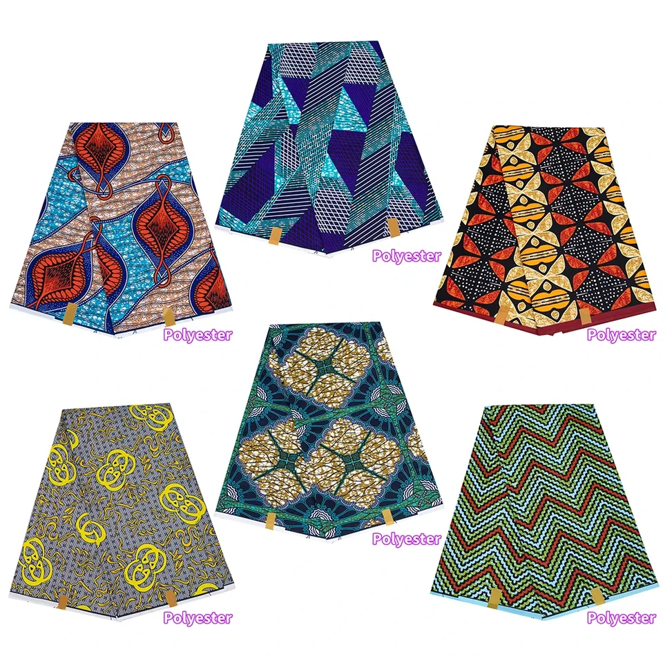 Ankara African African Real Wax Print Polyester Materiál pre ručne kvalitné látky pre večierky Tissus S-8