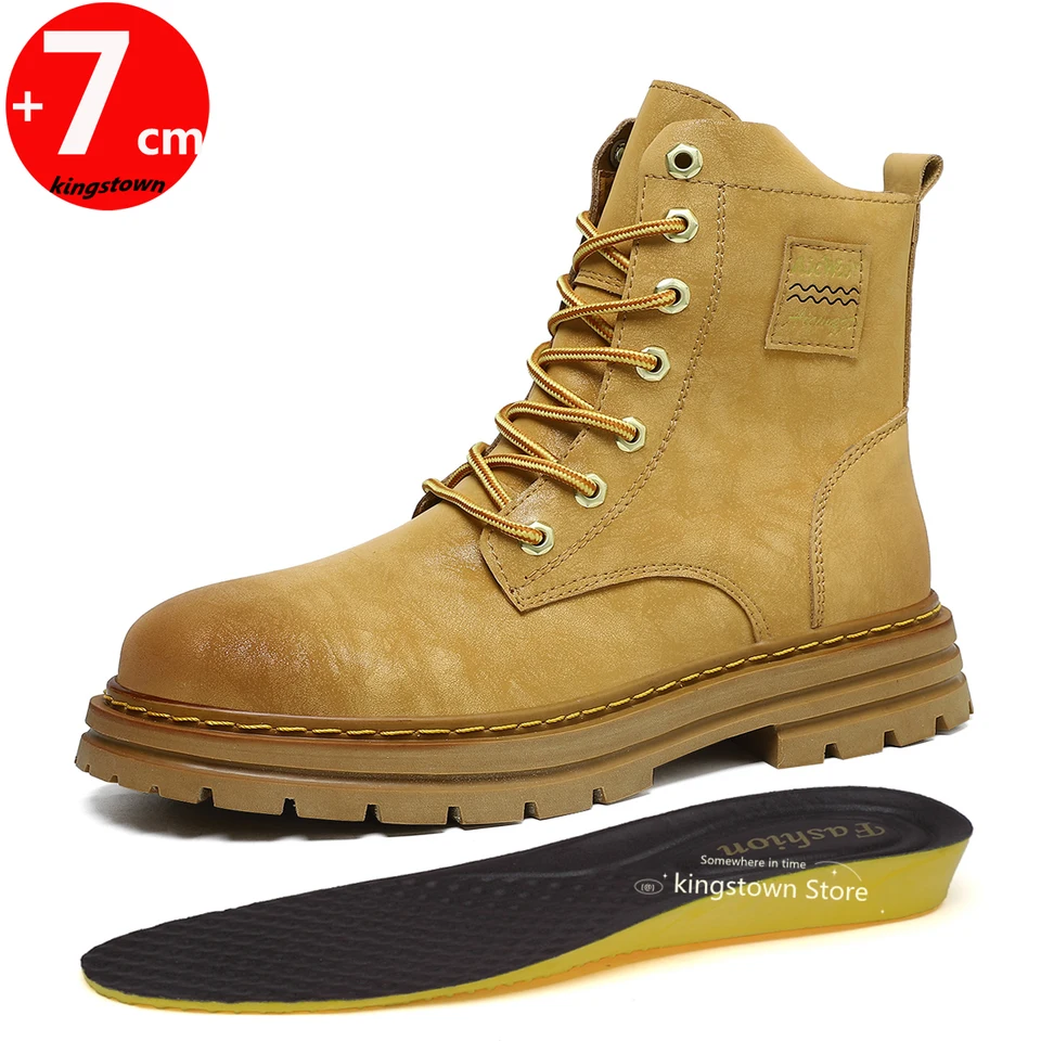 Ankel Boots Výška výťahu Zvýšenie topánok pre mužov Zložka 7 cm nastaviteľné výťahy na topánky Dámske koža plus veľkosť 35-47