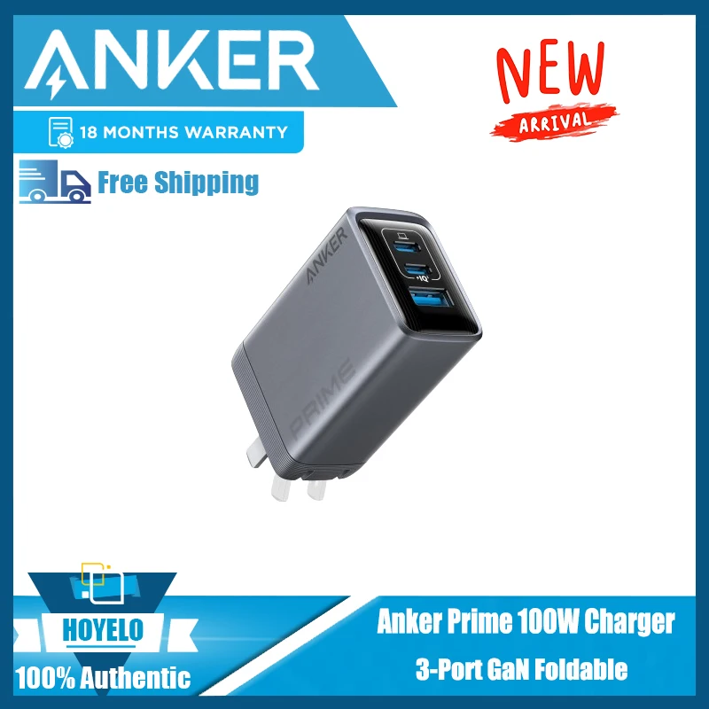 Anker Prime Anker Gan 100W viacerých portov nabíjačka Typec Typec Rýchle nabíjanie vhodné