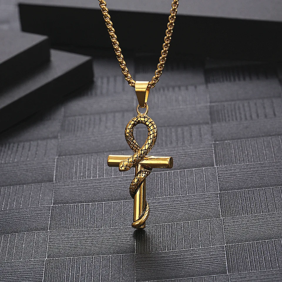 Ankh Cross Eye of Horus náhrdelník z nehrdzavejúcej ocele Staroveké egyptské koptské šperky pre mužov Ženy