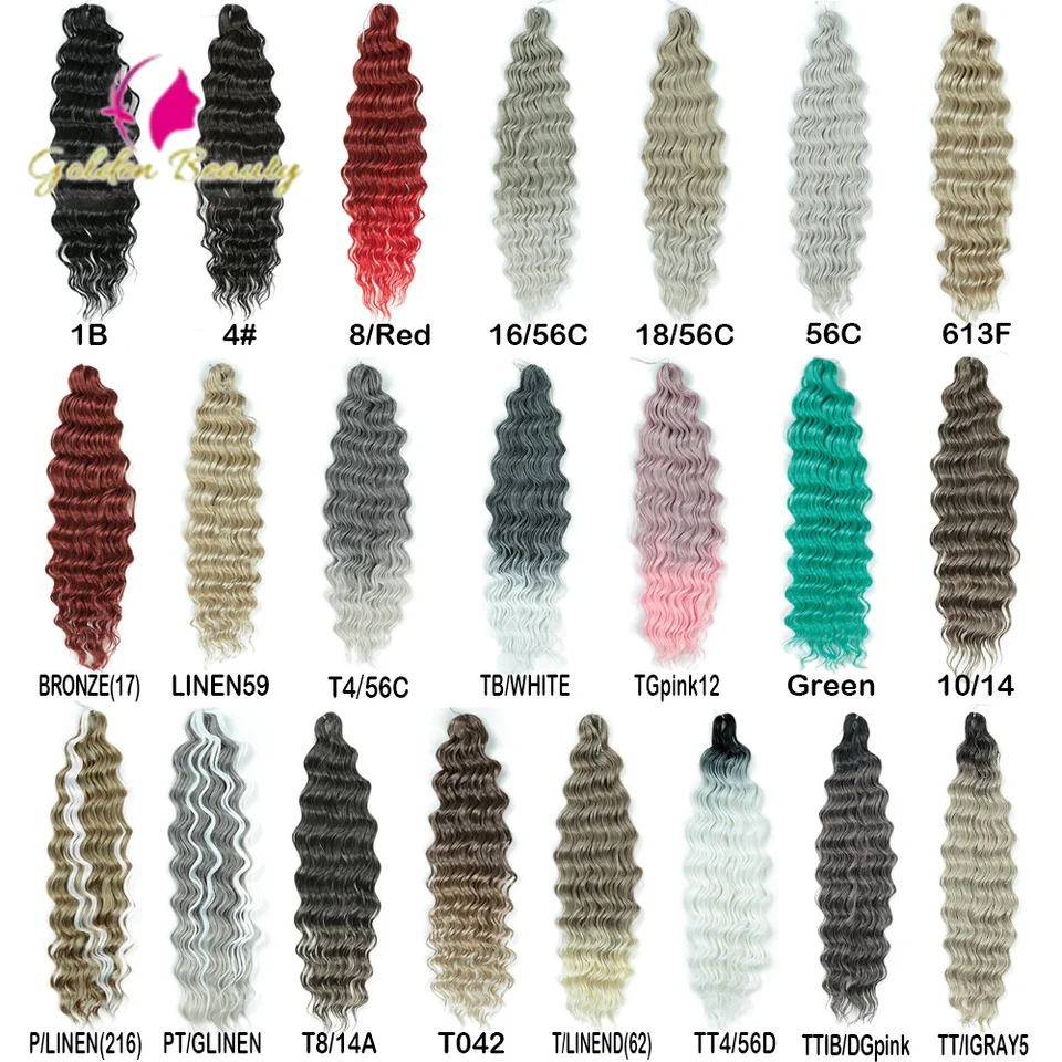 Anna Hair 24 -palcová syntetická hlboká vlna pletenie vlasov predlžovanie vody Voda Wave Braid Hair Ombre Blonde Twist Crochet Curly Vlasy