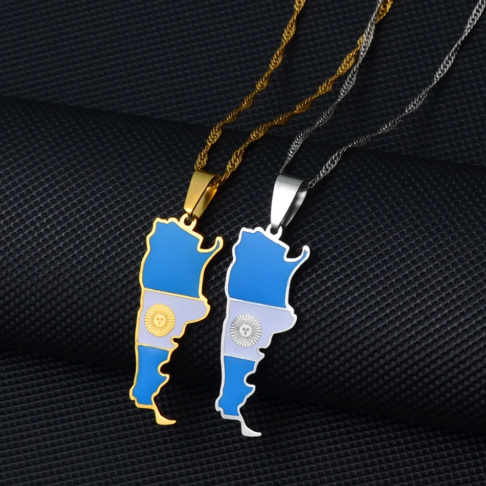 Anniyo Argentína MAP Vlajka prívesok pre ženy pre ženy kúzla argentínske mapy šperky patriotiká #244321