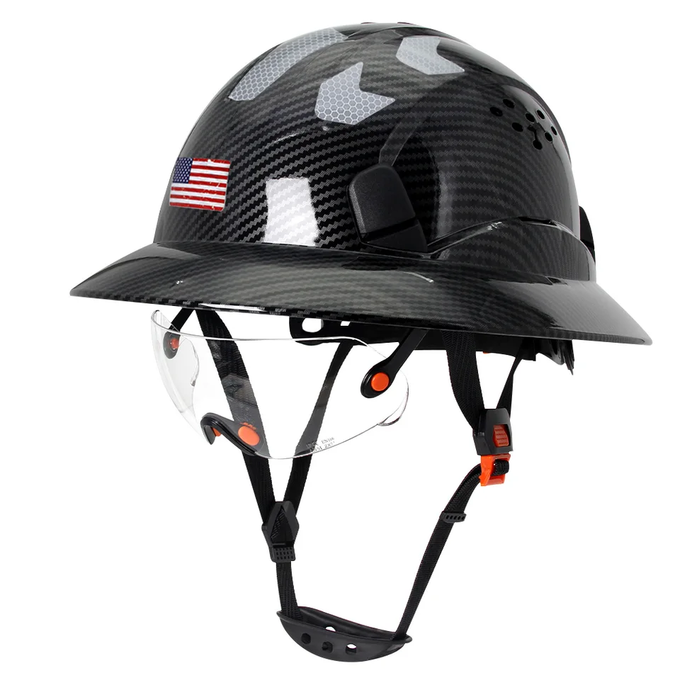 ANSI Full Brim Bezpečnostná prilba s reflexnou nálepkou Construction Hard Hat s prilbou na záchranu v oblasti ochrany.