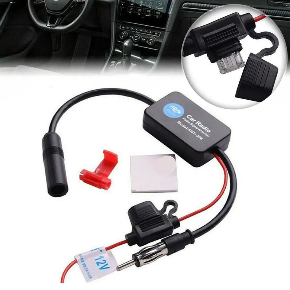 ANT-208 12V Automobilový automobil FM/AM Radio Signal Anti-Interference Vylepšuje letecké letecky 80-108MHz pre automobilové lodné lode s hlukom f n7i0