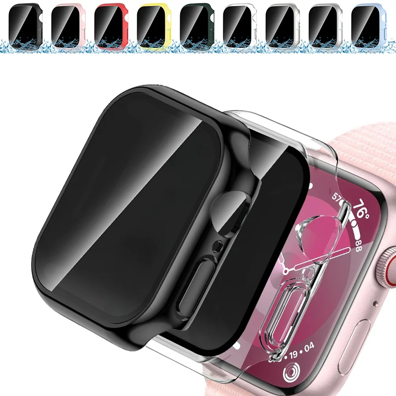 Anti-Spy Glass + kryt pre puzdro na hodinky Apple 45 mm 44 mm 41 mm 40 mm anti-spy temperovaný sklenený kryt Iwatch Ultra Serie 9 8 7 SE 6 5 4
