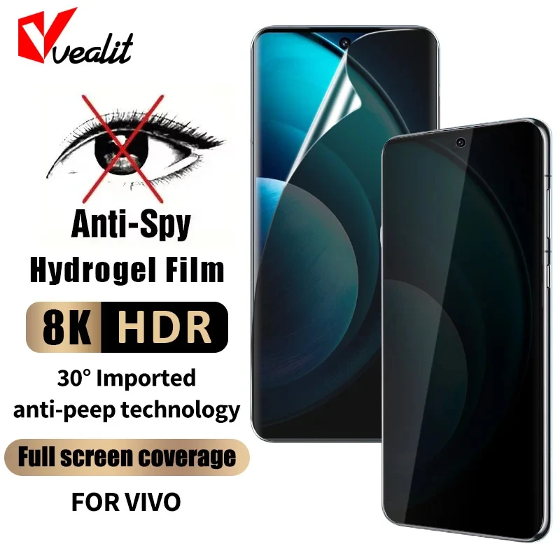 Anti-spy temperované sklo pre vivo Y27 Y30 Y31 Y33S Y7S Y51A Y52 Y53S Y5S Y71 Y72 Y73 Y76S Y90 Y93 Y97 5G Protect SCREET OBSITNÉHO PRIPRAVENIA PRIPOJENIA PRIJÍMATEĽA PRICETNU