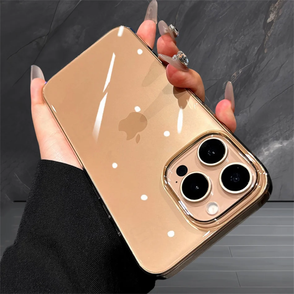 Anti-žltý GLOY CLACE CASE pre iPhone 16 15 14 13 12 Pro MAX Ultra Thin Transparent 16Pro Desert Gold Hard PC Shock odolný voči nárazu