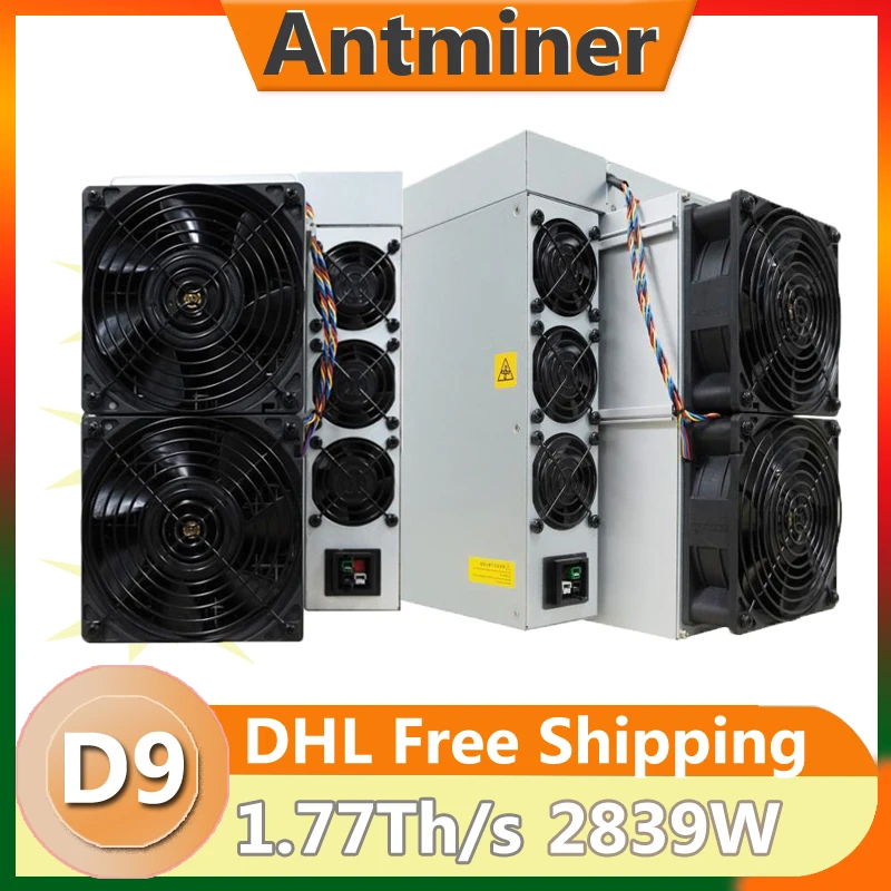Antminer D9 ASIC Miner 1770GH 2839W Crypto Mining Nový stroj s vysokou ziskovosťou na sklade, Doprava zdarma
