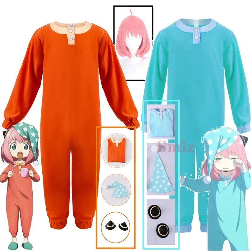 Anya Forger Pyžamá COSPALY Spy X Rodina anime cosplay kostým zelená pomarančová spanie