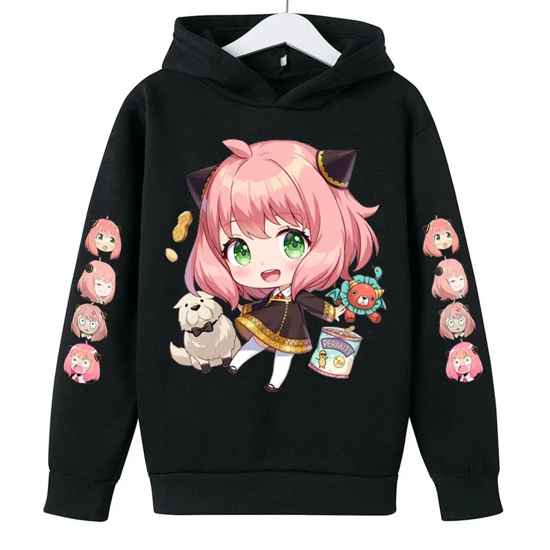 Anya Spy x Family Children Fashion Fashion Fľaša mikiny dievčat Jar a jesenné top anime tlače batoľa 3-12 rokov staré