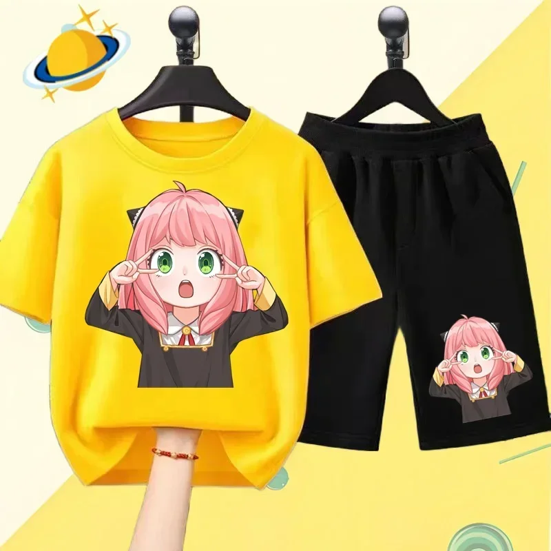 Anya Spy X Family Detské oblečenie Anime tričko set 2 športové chlapci dievčatá s krátkym rukávom kraťas