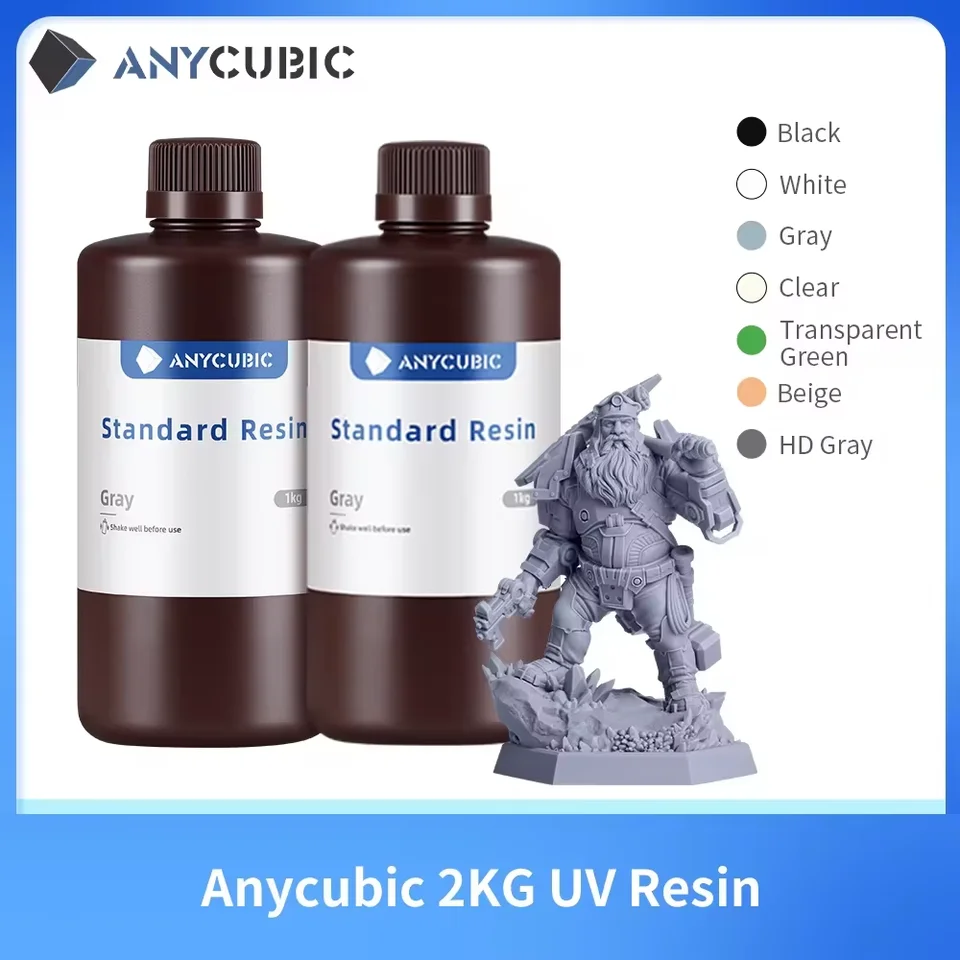 AnyCubic UV živica pre 3D tlačiareň CD Vysoko presná rýchla vytvrdzovanie 1L/2L tekutina fľaša 3D tlačiarenské materiály pre fotón M3