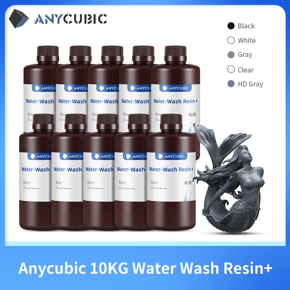 AnyCubic Water-Wash 10 kg 1 kg 3D tlačiareň Živo-prefikovateľný vysoký presný nízky zápach a nízka viskozita pre LCD 3D tlačiareň fotón