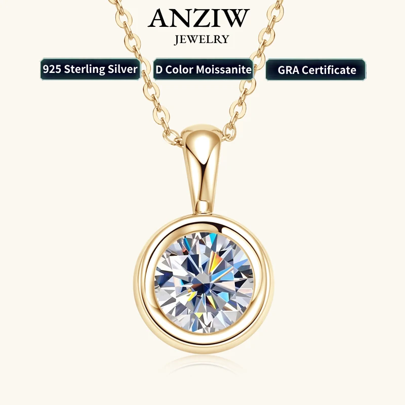 Anziw 8 mm 2,0ct D farba okrúhla moissanit bublina prívesok Náhrdelník Spevné striebro 925 Sterling Gra certifikované šperky pre darčeky pre ženy
