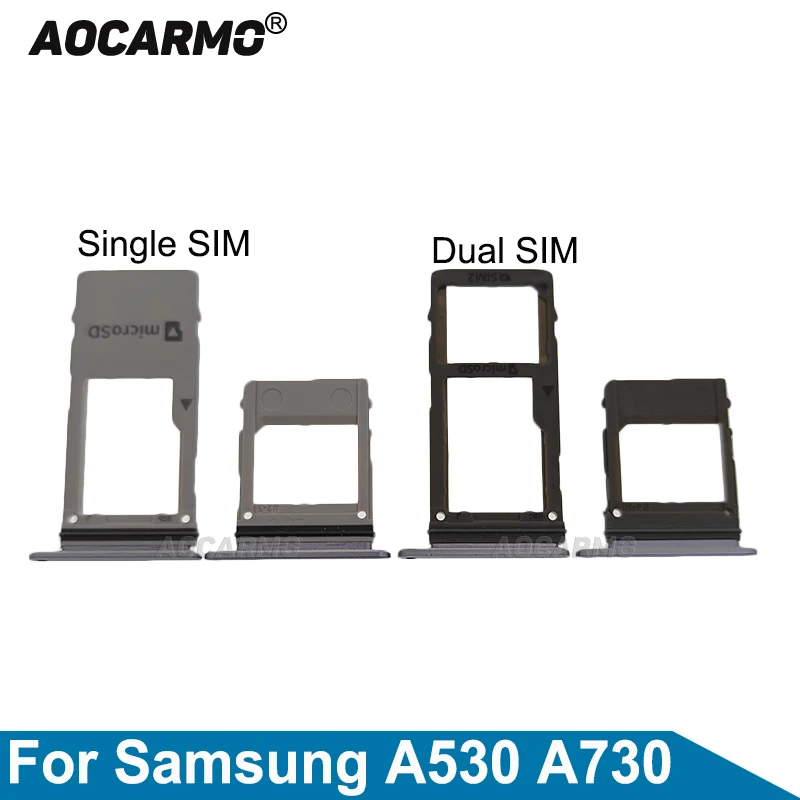 AOCARMO Single & Dual SIM Card Tray MicroSD Držiteľ nano slot pre náhradu náhrady Samsung Galaxy A8 Plus 2018 A530 A730 A730F
