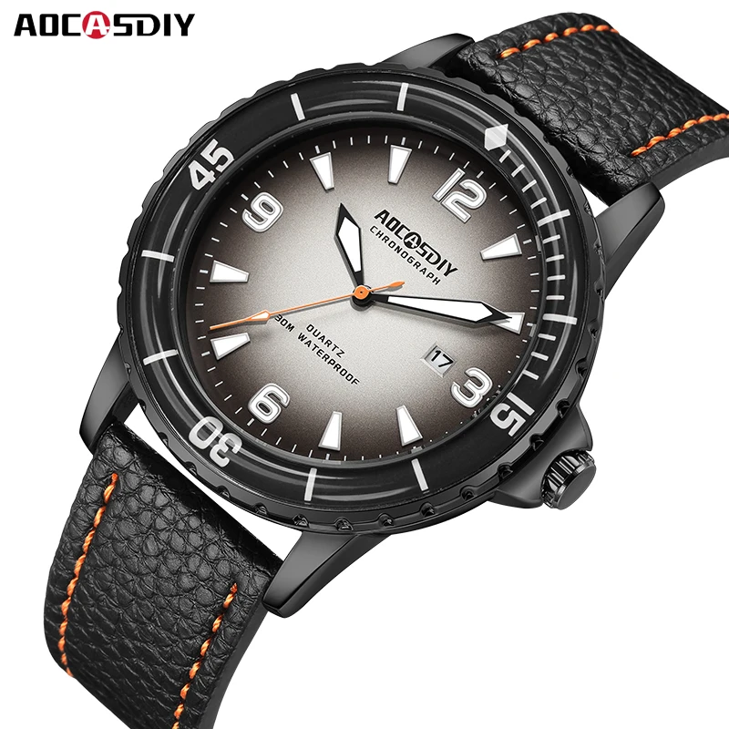 AOCASDIY TOP BRAND Všetci päť oceánov séria spoločného módy Leisure Leisre Rese Super Luminous Pánske vodotesné hodinky