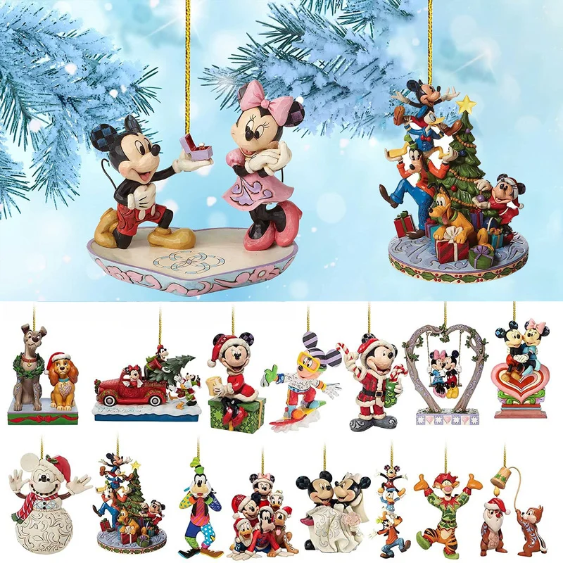 Aoger Disney Obrázok 2d Mickey Minnie Mouse vianočné dekorácie visí ozdoba Domov vianočné večierky dekorácie deti vianočný darček
