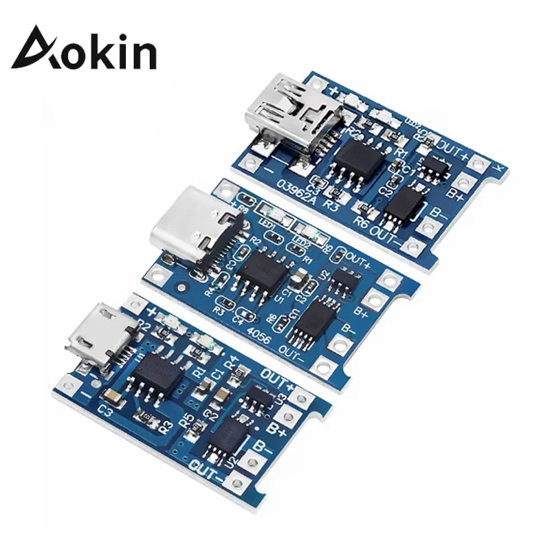 AOKIN TP4056 ChIP TP4056 MODUL MINI-JUSB MICRO-USB TYPY-C USB Source Source Modul 1A Littium Battery