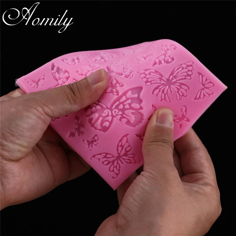Aomily DIY Silikónové motýle čipky čipky ma či čipkované koláč Fondant Fold Butterfly Mousse Cake kuchyňa pečenie zdobenie