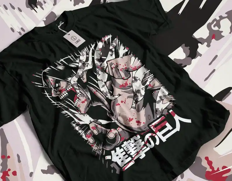 AOT ATTACK na Titan Japonsko manga merch tričko Anime unisex tričko eren yeager gigant
