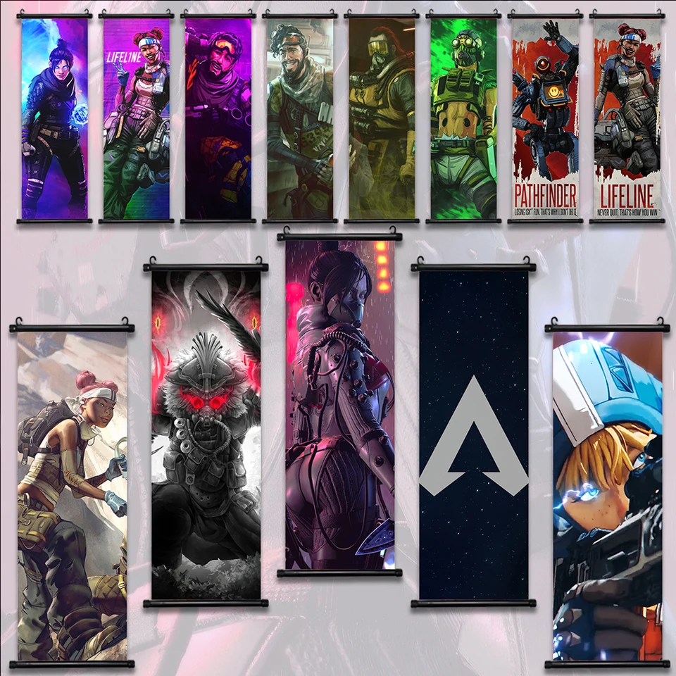 Apex Game Bloodhound Figures Tapeta Wall Artwork Canvas maľba tlač Wraith Home Decoration Art Hanging Scroll Plaght Gift