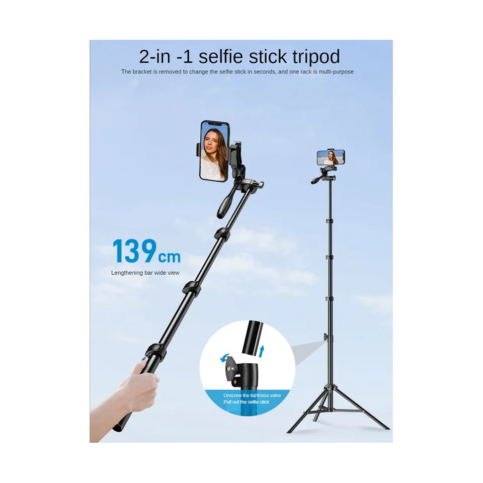 APEXEL Wireless Live Broadcast Selfie Stick Trib Stand Stock Skladateľný prenosný monopod pre smartfóny fotoaparátov