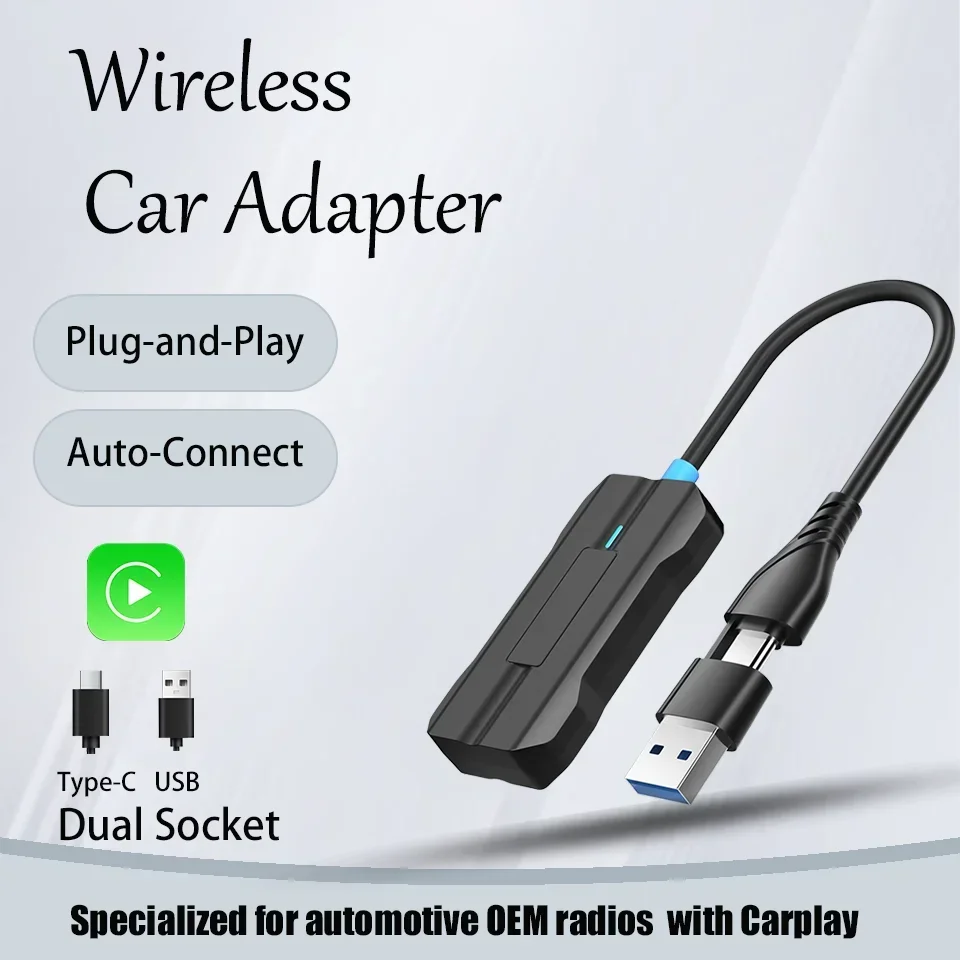 Apple CarPlay iPhone Wired to Wireless CarPlay USB Type C Plug pre KIA BMW Volvo Mazda Ford Nissan Volkswagen atď.