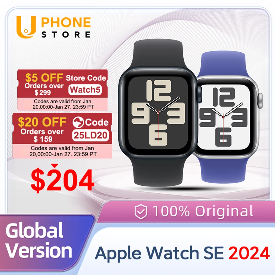 Apple Watch SE 2024 GPS hliníkové puzdro 40 mm / 44 mm OLED Display S8 SIP Core procesor iOS Smartwatch 11 New Origina 100%