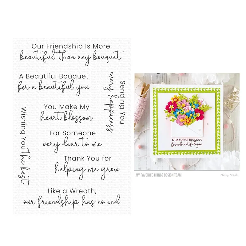 Apríl 2023 Nové slovo kytica Clear Stamps Scrapbooking pre papierové výroby rámov Ropy Set Card Set No Cutting Dies