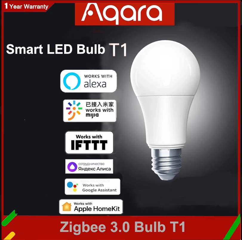 Aqara inteligentná LED žiarovka T1 Zigbee 3.0 Smart Home Color E27 2700K-6500k Smart Light Mi Home App Alexa Ifttt Google Homekit Alice App App