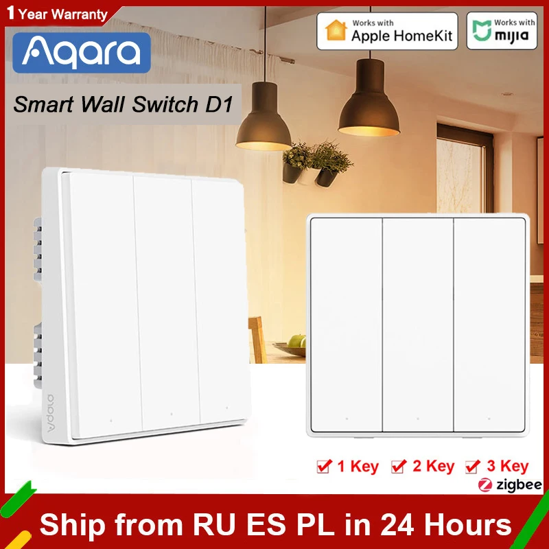 Aqara Smart Wall Switch D1 ZigBee Wireless Key Light Key Diaľkový ovládací drôt s /bez neutrálne pre Mijia Xiaomi Home HomeKit App