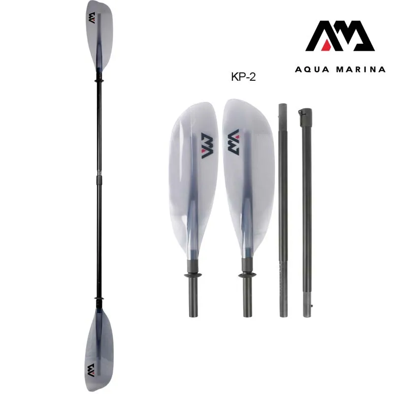Aqua Marina Liblas Glass Paddle KP-2 nafukovacia kajaková dvojitá čepeľ Transparentná čepeľ rozšíriteľná 230-240 cm 4 sekcia OAR nastaviteľná
