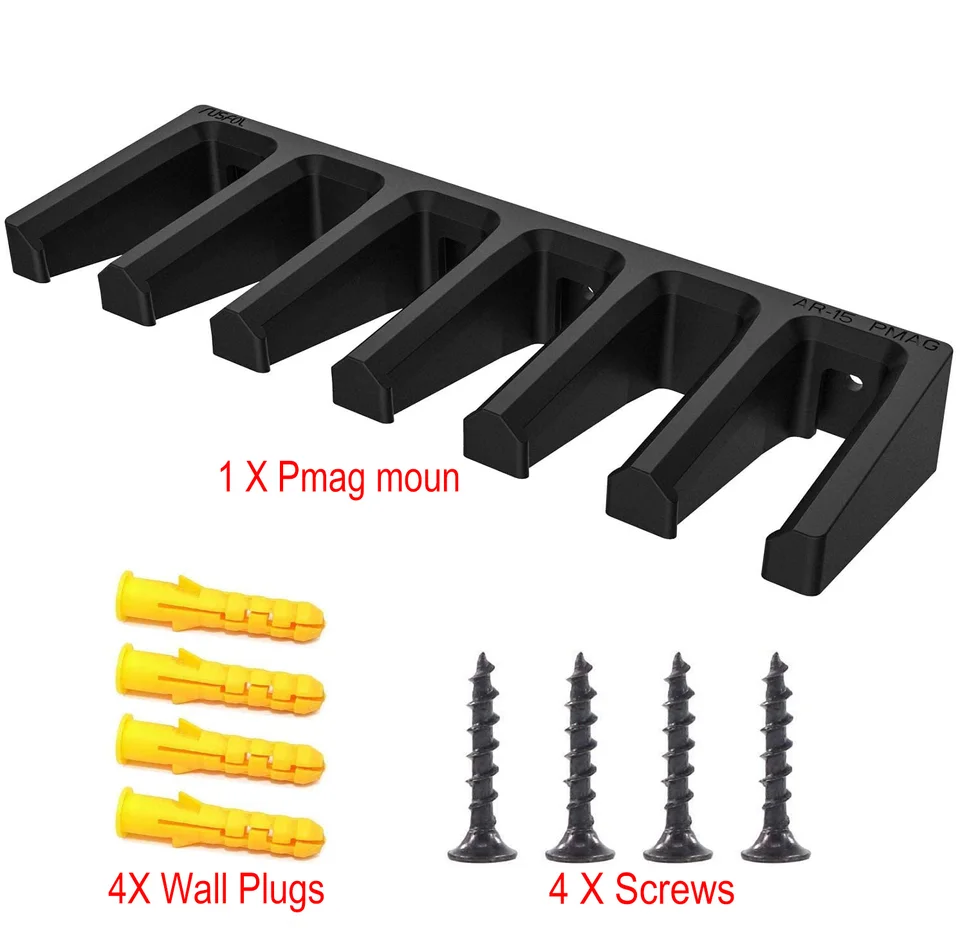 AR15 AR10 M4 1911 Solid ABS 6X Štandardný PMAG Mount Magazine Rack, SKLADOVANIE RODINNÝCH ČASOVÝCH SKLADOV PRE GLOCK na lov