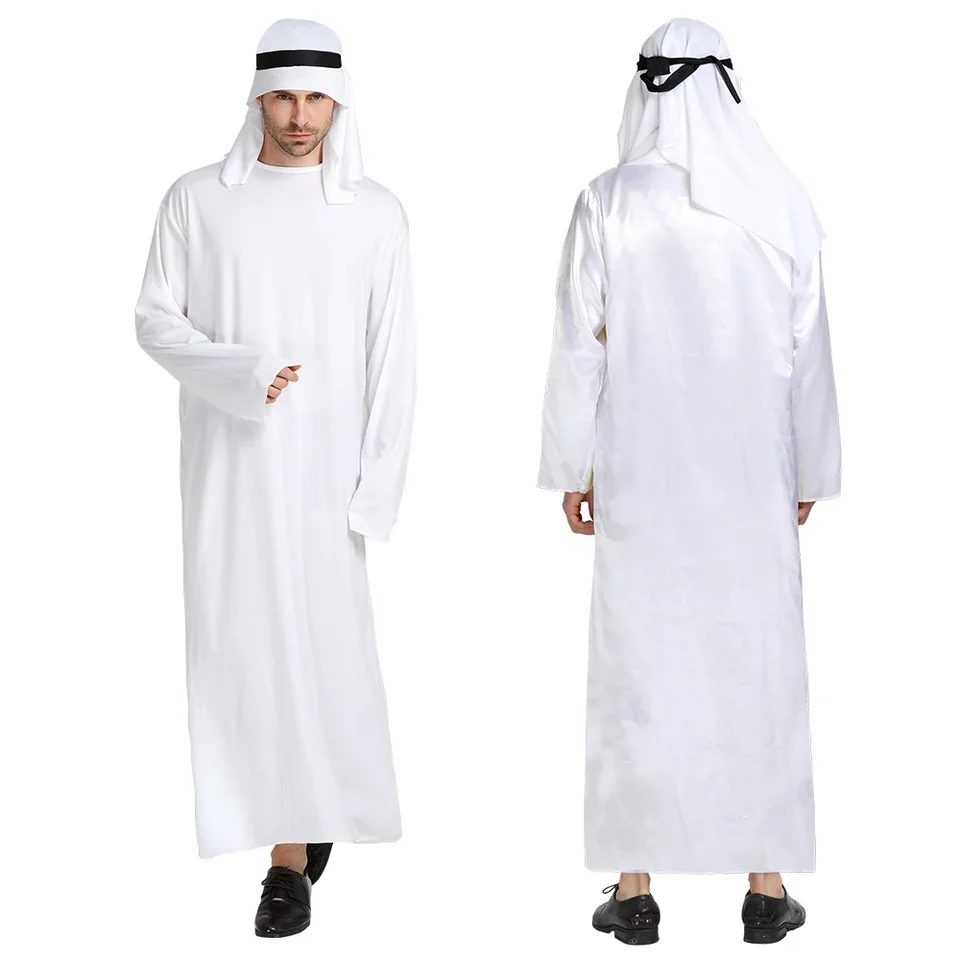 Arabské pánske rúcho Halloween Karneval Arabian Robe Šéf princ Cosplay kostým maskuje biele oblečenie na Blízkom východe Dubaj