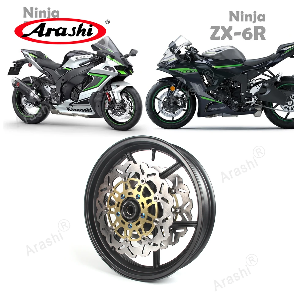 Arashi Z750 07-08 predné koleso Rim Brake Disc Rotor Disk pre Kawasaki Z 750 2007 2008 ZX6R ZX10R Ninja Matte Black Gold Rotors