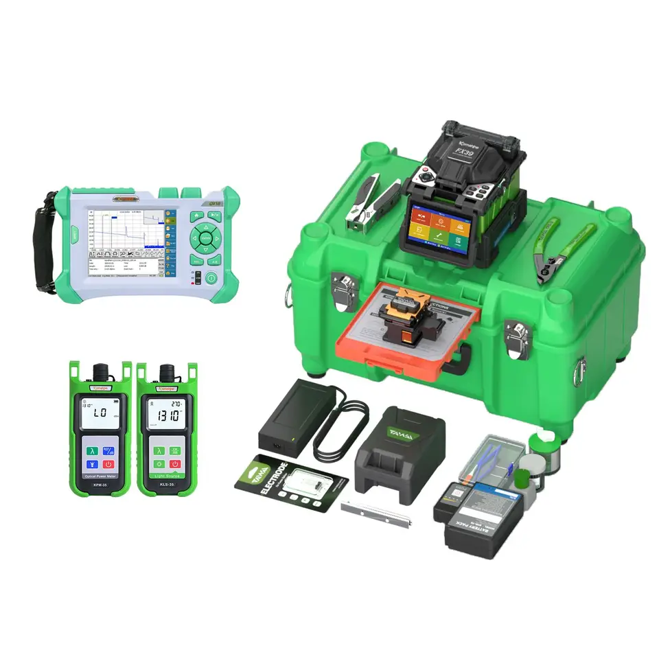 Arc Ftth Fiber Optical Fusion Splicer Komshine FX39 so 6 motormi+QX50 SM 1310/ 1550nm OTDR W/ 10MW VFL+tester straty vlákien OPM & OLS