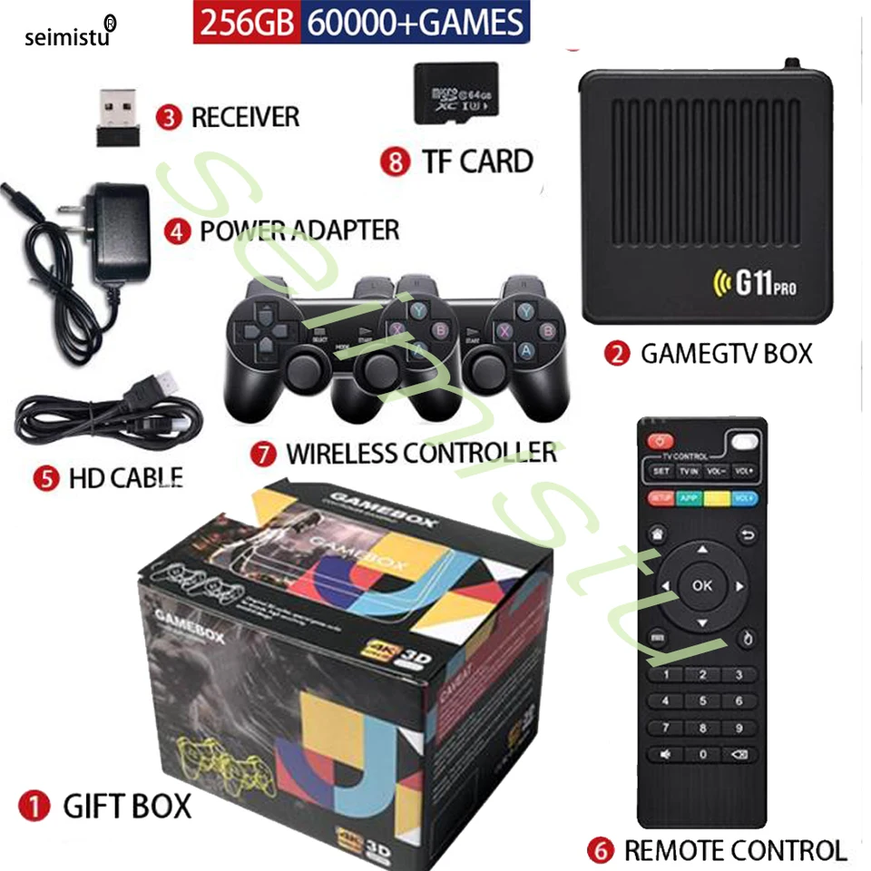 Arcade Game Box G11 Pro Game Box TV 256G V 60000+ Retro Games 4K HD Video Game Console 2.4g Wireless Gamepad pre PS1/GBA