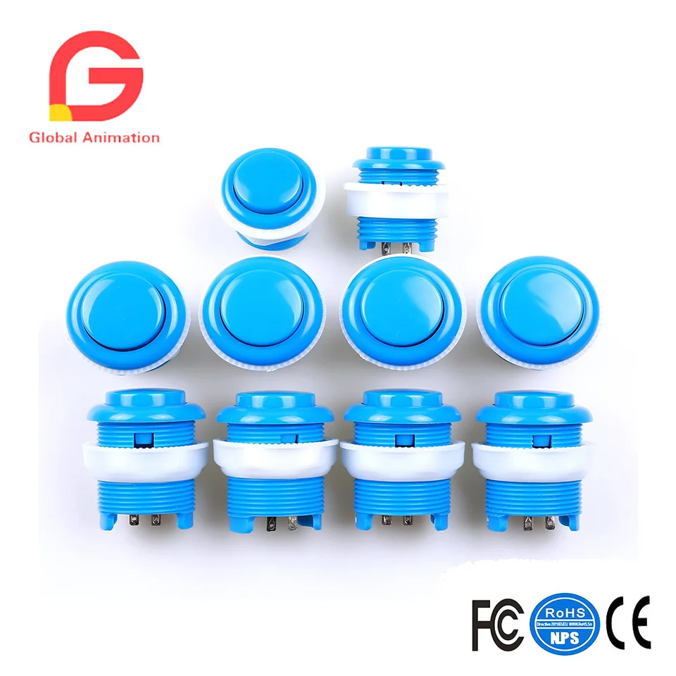 Arcade Push Buttons Kit s mame a fixné prstene, projekty bojových hier, Arcade, Jamma, Arcad, 10ks