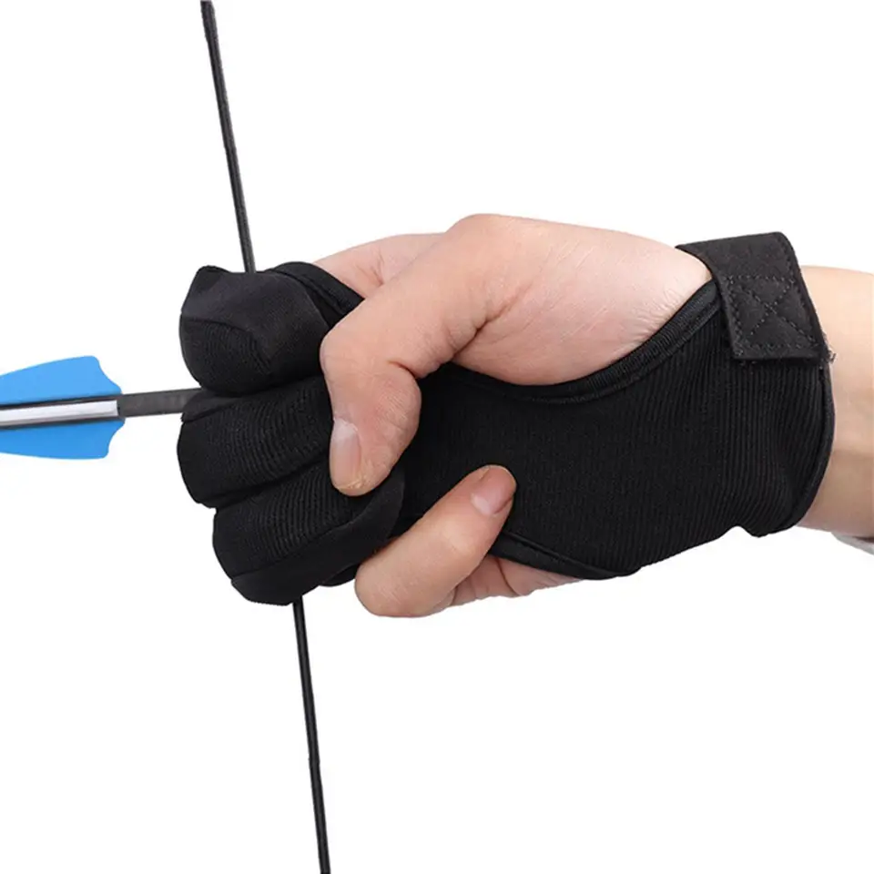 Archery rukavice nekĺzané čalúnené špičky pre stabilitu priľnavosti 3 prstom, ochrancom prstov pre dospelých mužov