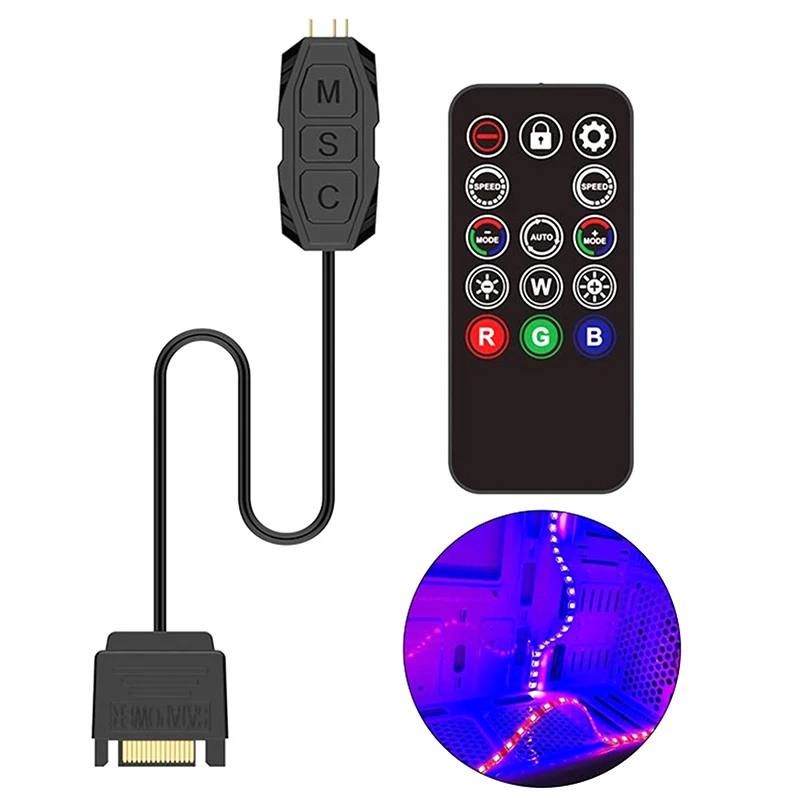 ARGB Mini Controller 5v 3pin to SATA Poháňané vstavané svetlo pre chladenie chladiaceho chladiča CPU CUSE