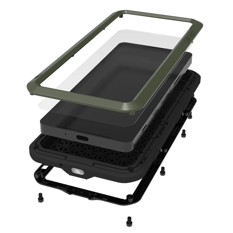 Armor kovový nárazový nárazový výkonný puzdro pre Sony Xperia 10 II / 1 II / 5/10 plus telefón s ťažkou ochranou hliníkových puzdier kryt