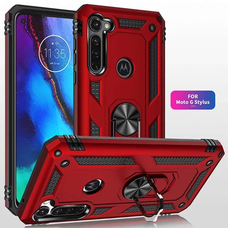 Armor nárazové puzdro pre Motorola G6 G7 G8 G10 G20 G30 G40 E6 E7 Powe Play Plus g Stylus 5G plus Z4 Magnetický prsteň stojan