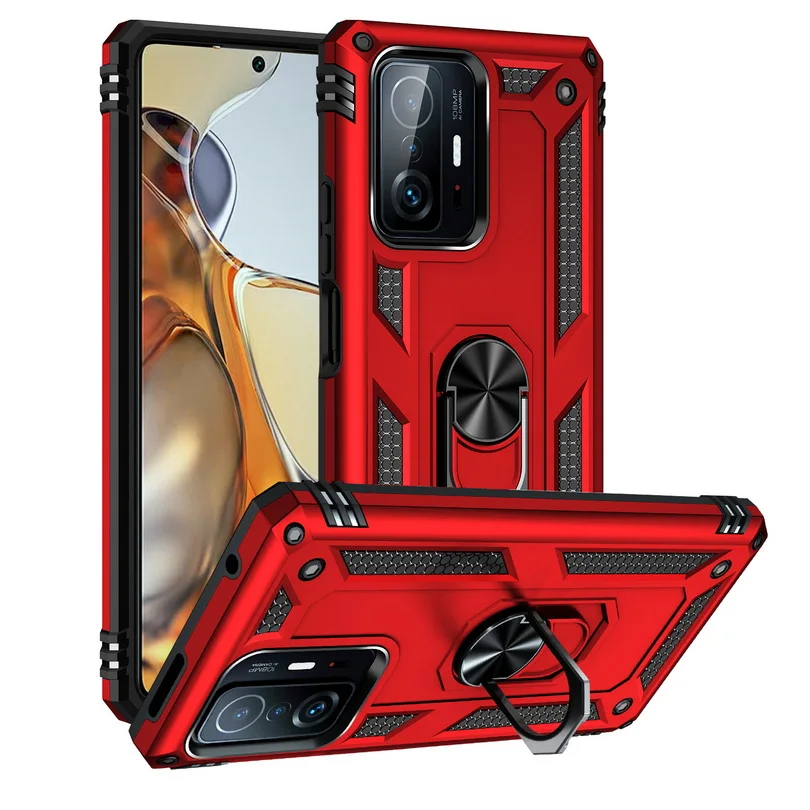 Armor nárazové puzdro pre Xiaomi Mi 11t Pro 11 Lite 5G Mi11 ultra 11i 10t Poznámka 10 mi 9 A3 puzdro Silikónový hybridný kovový krúžok