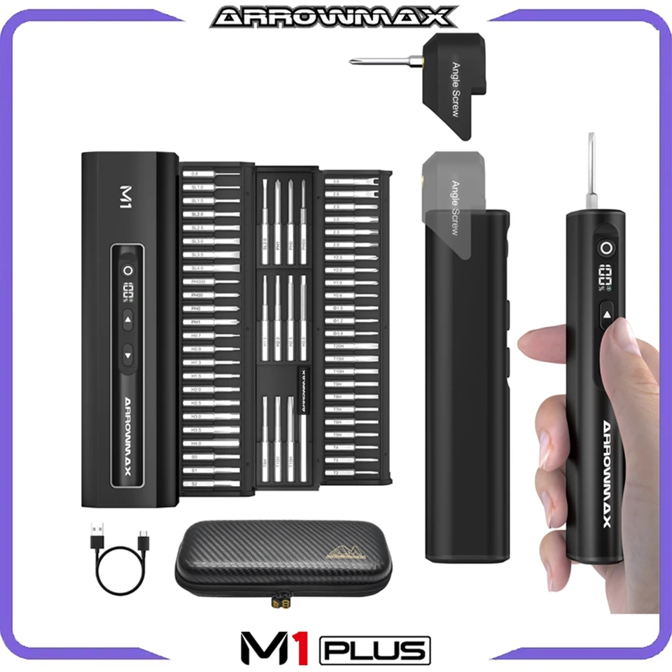 Arrowmax Electric Screwdrirs Set Mini Precision Acreless Screger Opravy súpravy pre fotoaparát s notebookom, M1 Plus