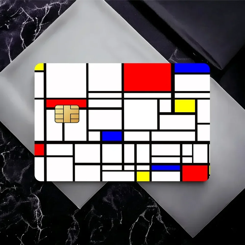 Art P-Piet CC-Cornelies M-Mondrian Bank Kreditné karty autobusom Pass Stickers Cool Decorácie vodotesná 4ks karta