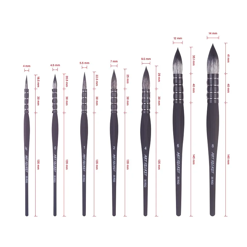 Artsecret Pro Artist Watercolor Brush 35RSQ Paint Tool Tool Squirrel Hair Hair Mixal Plastic Ruck Wash Mop pre kreslenie kresby